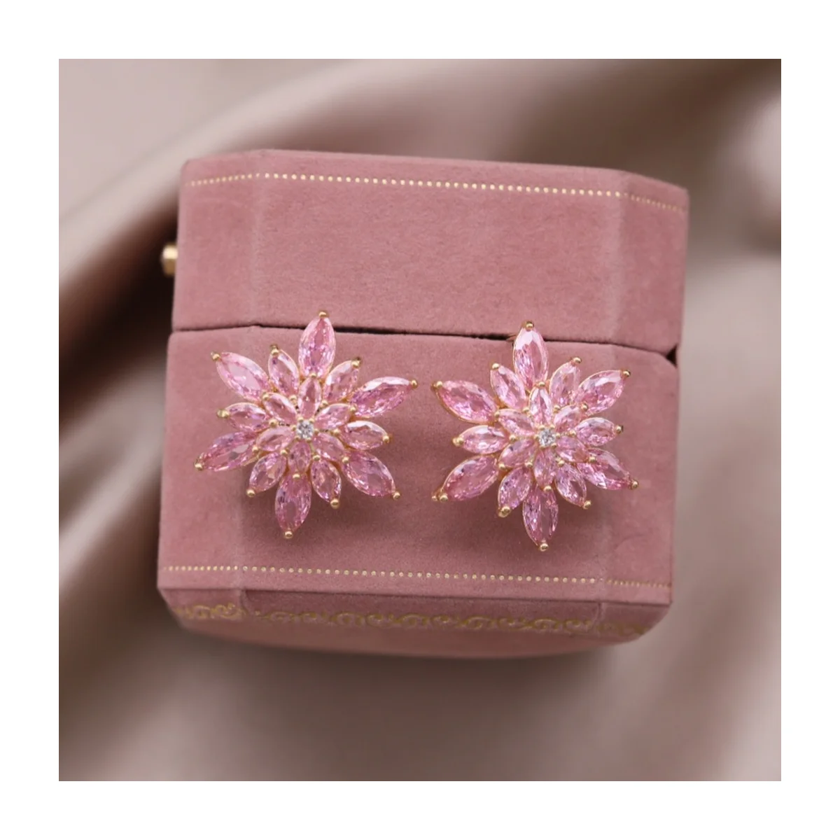 Marquise AAA Zircon Snowflake Cluster Stud Earrings