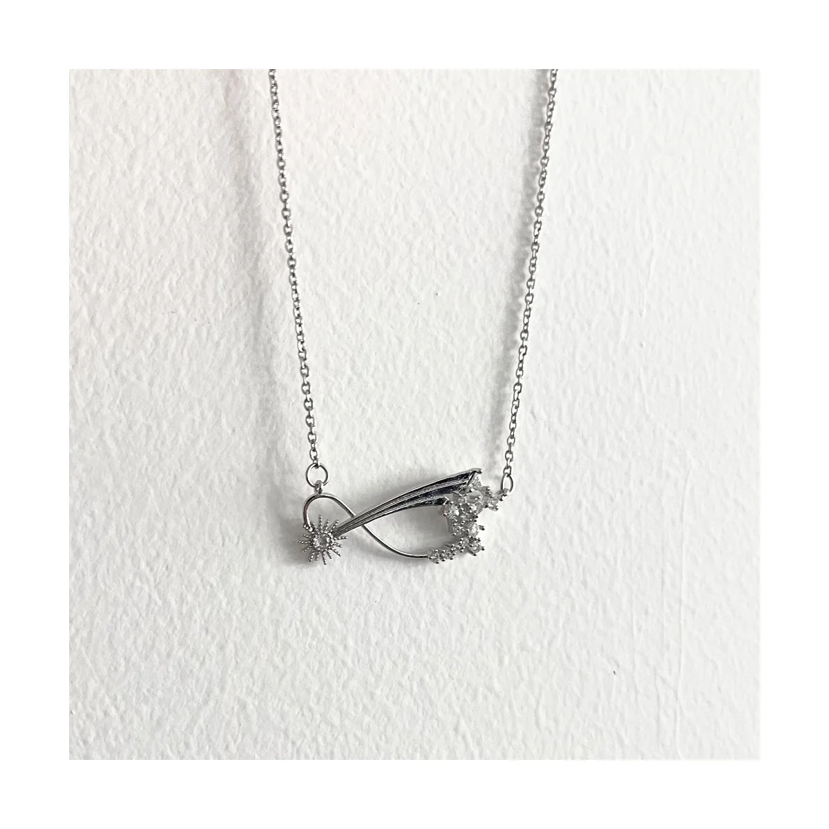 Silver-Tone Shooting Star & Infinity Clavicle Pendant Necklace
