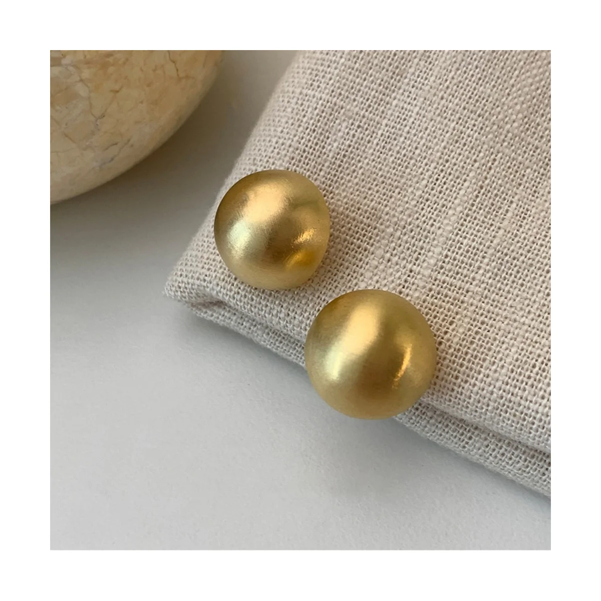Exaggerated Personality Stainless Steel Round Matte Stud Earrings