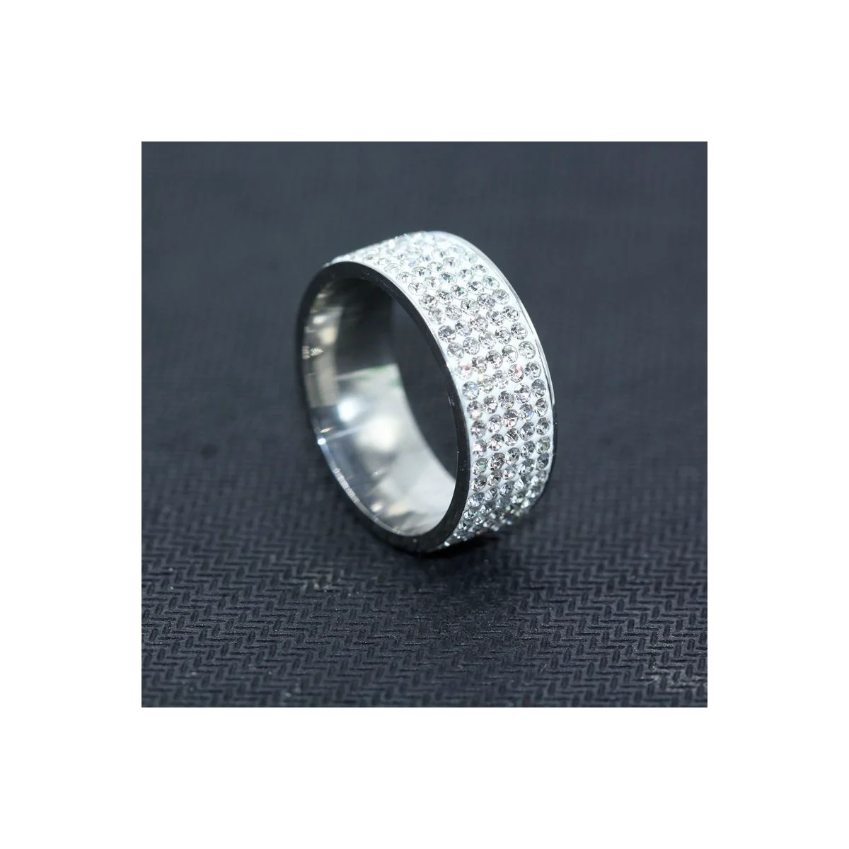 Silver Micro Pave Cubic Zirconia Wide Eternity Ring