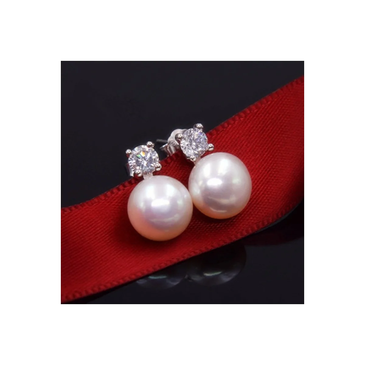 Sterling Silver Earrings Pearl Wedding Engagement