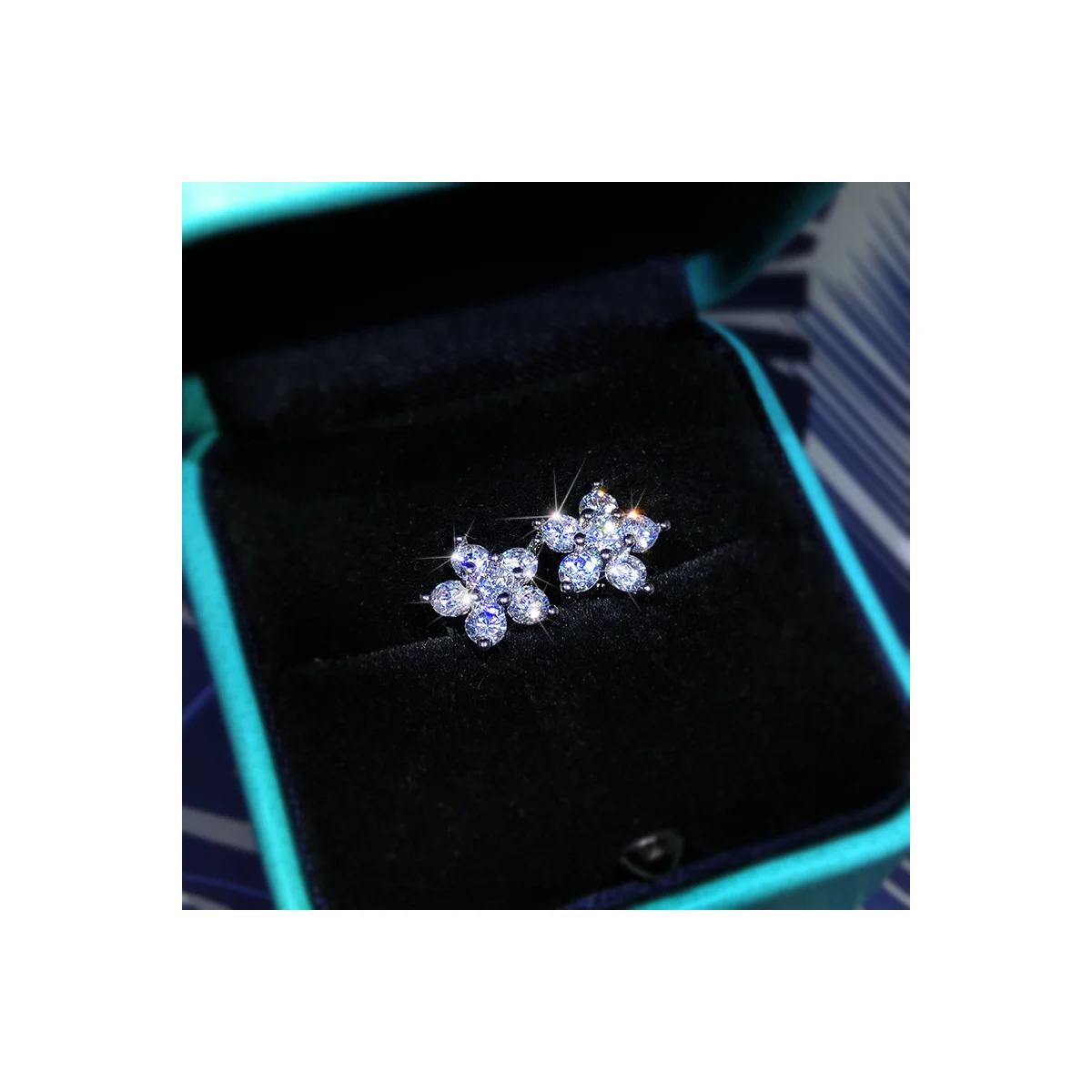 Sterling Silver Stud Earrings Full Diamond