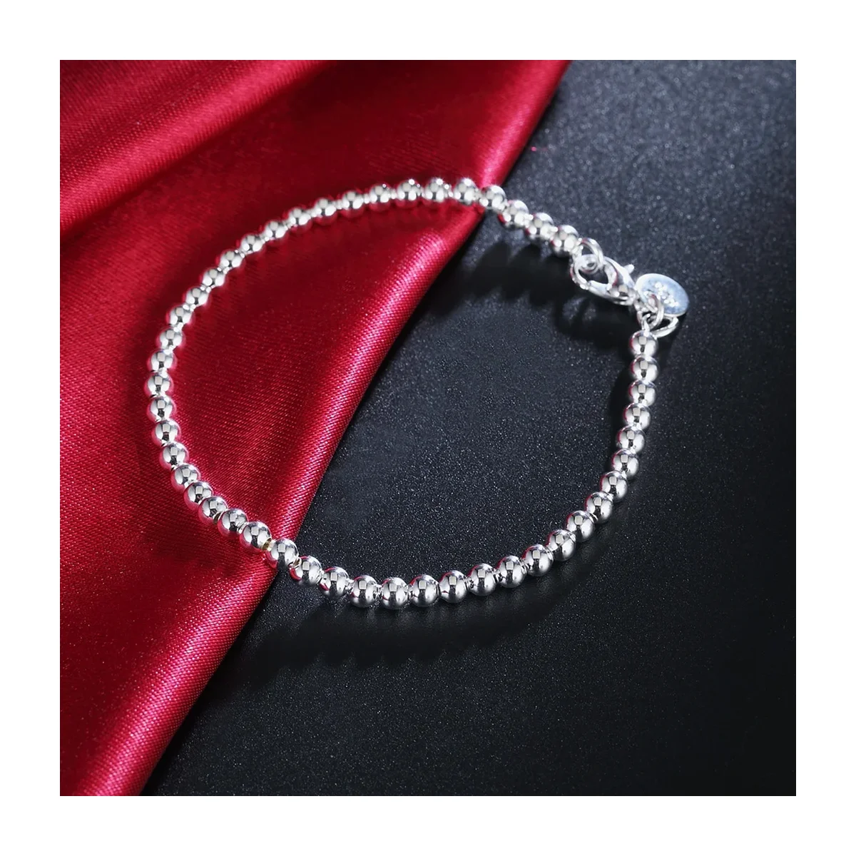 Classic Silver 4mm Bead Chain Charm Bracelet