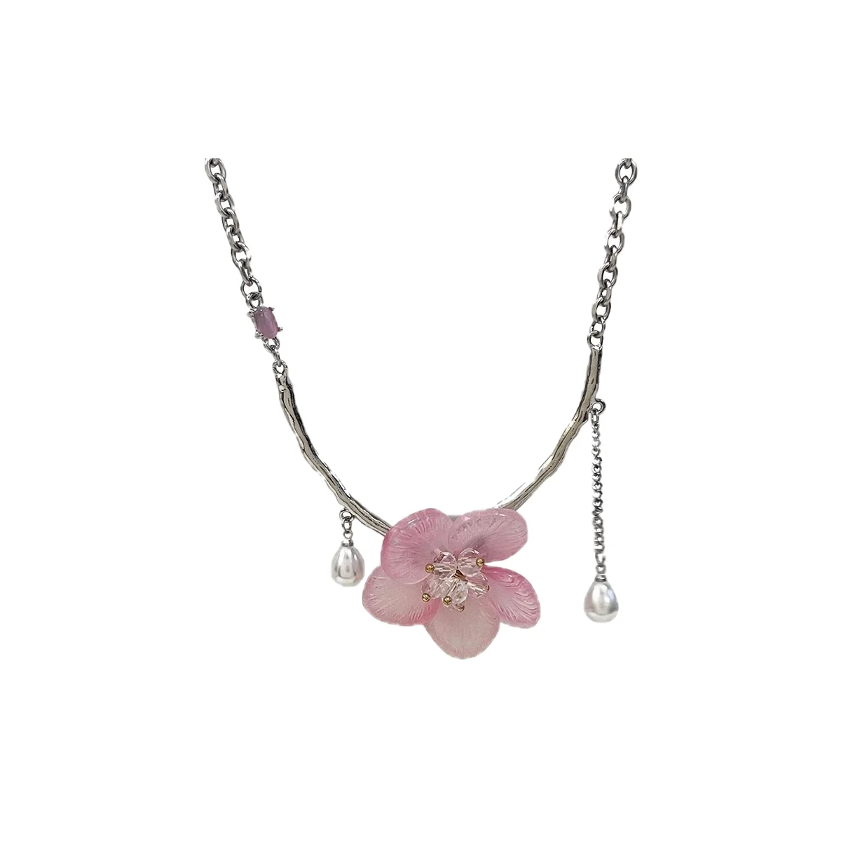 Romantic Niche Pink Sweet Flower Collarbone