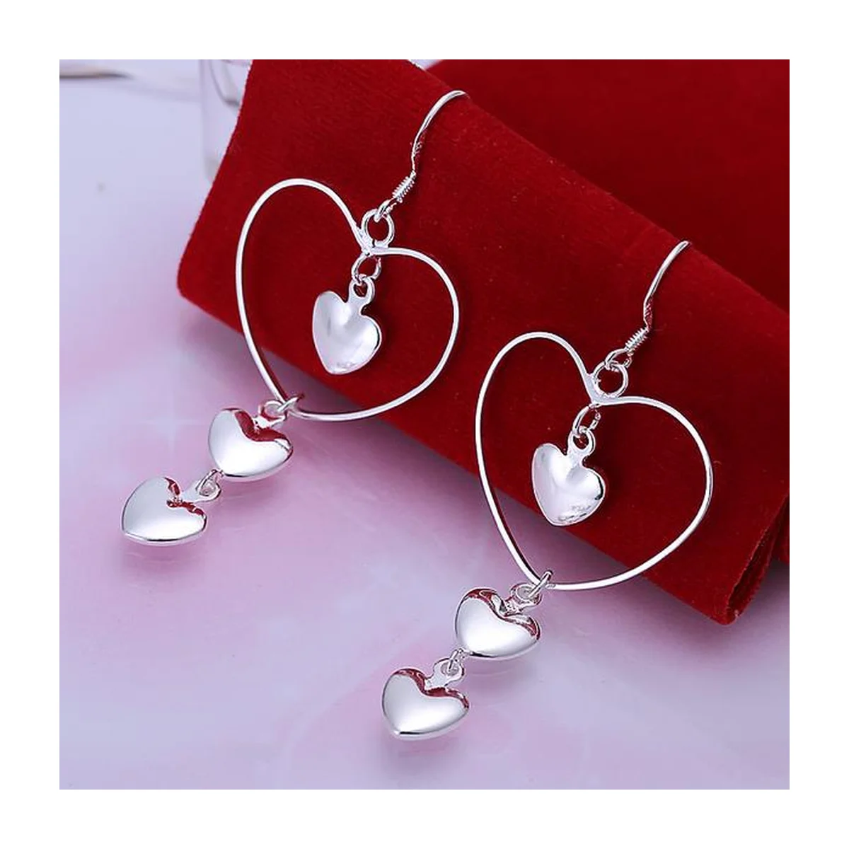 Women's Romantic Open Heart Dangle Drop Earrings