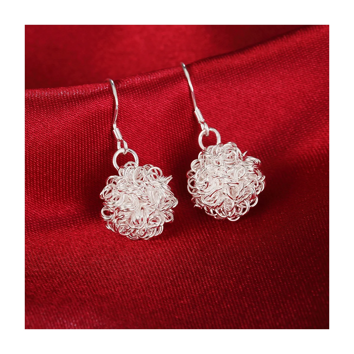Women's Woven Wire Mesh Ball Drop Earrings