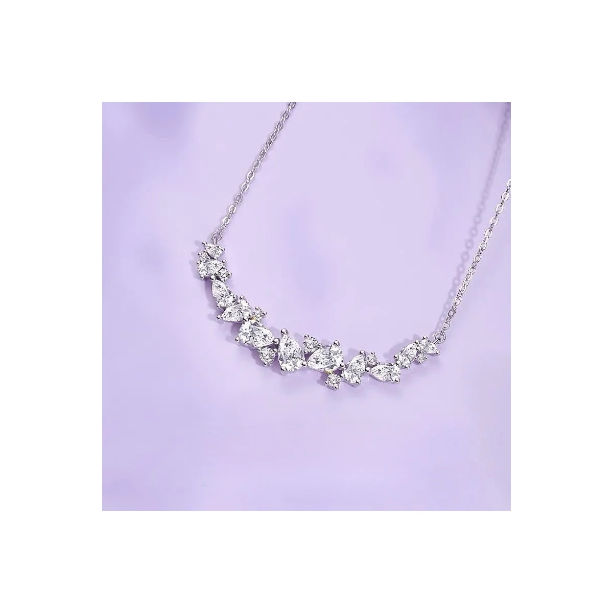 Pear-Cut Crystal Cluster Silver-Tone Necklace