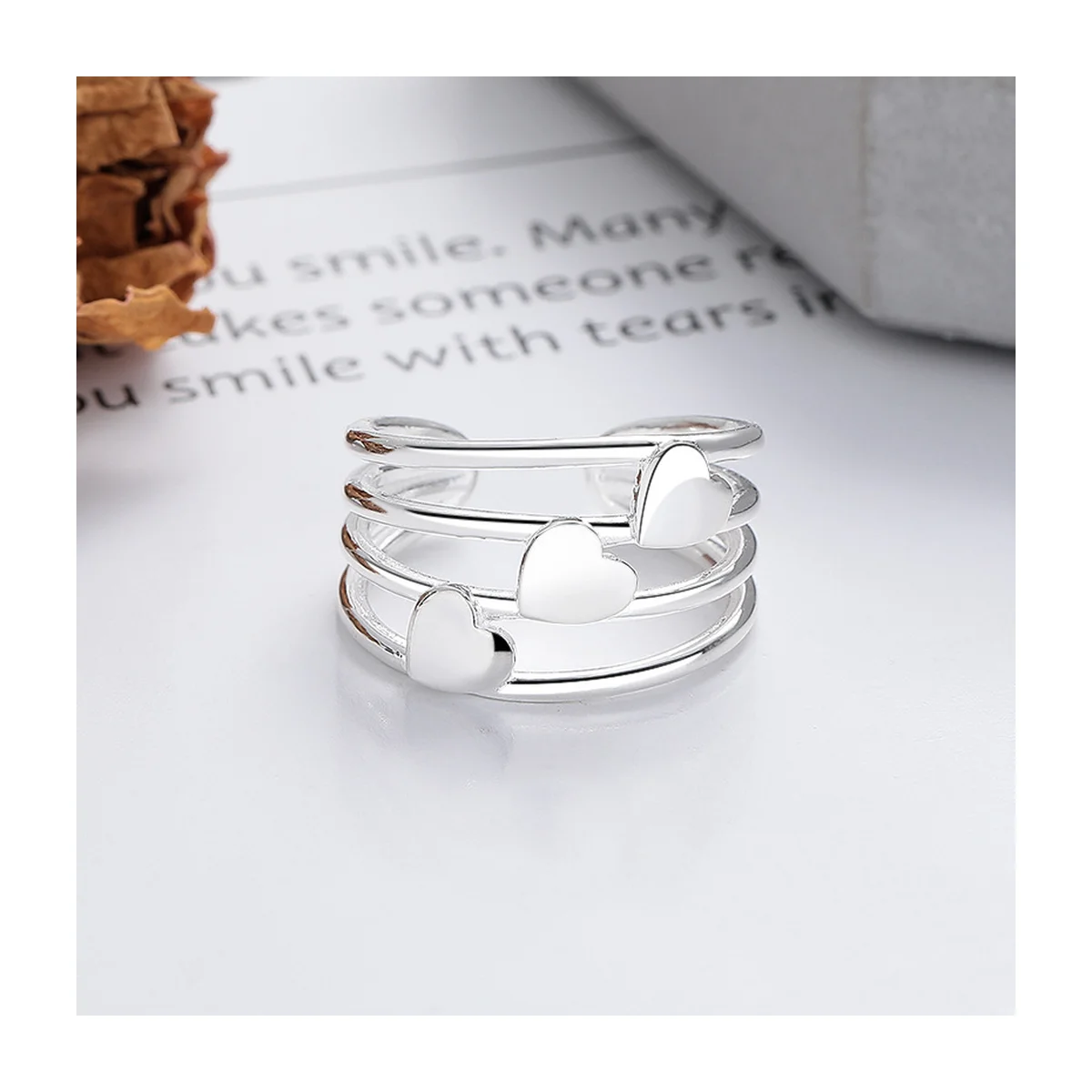 Women's Multi-Layer Heart Stacked Band Ring