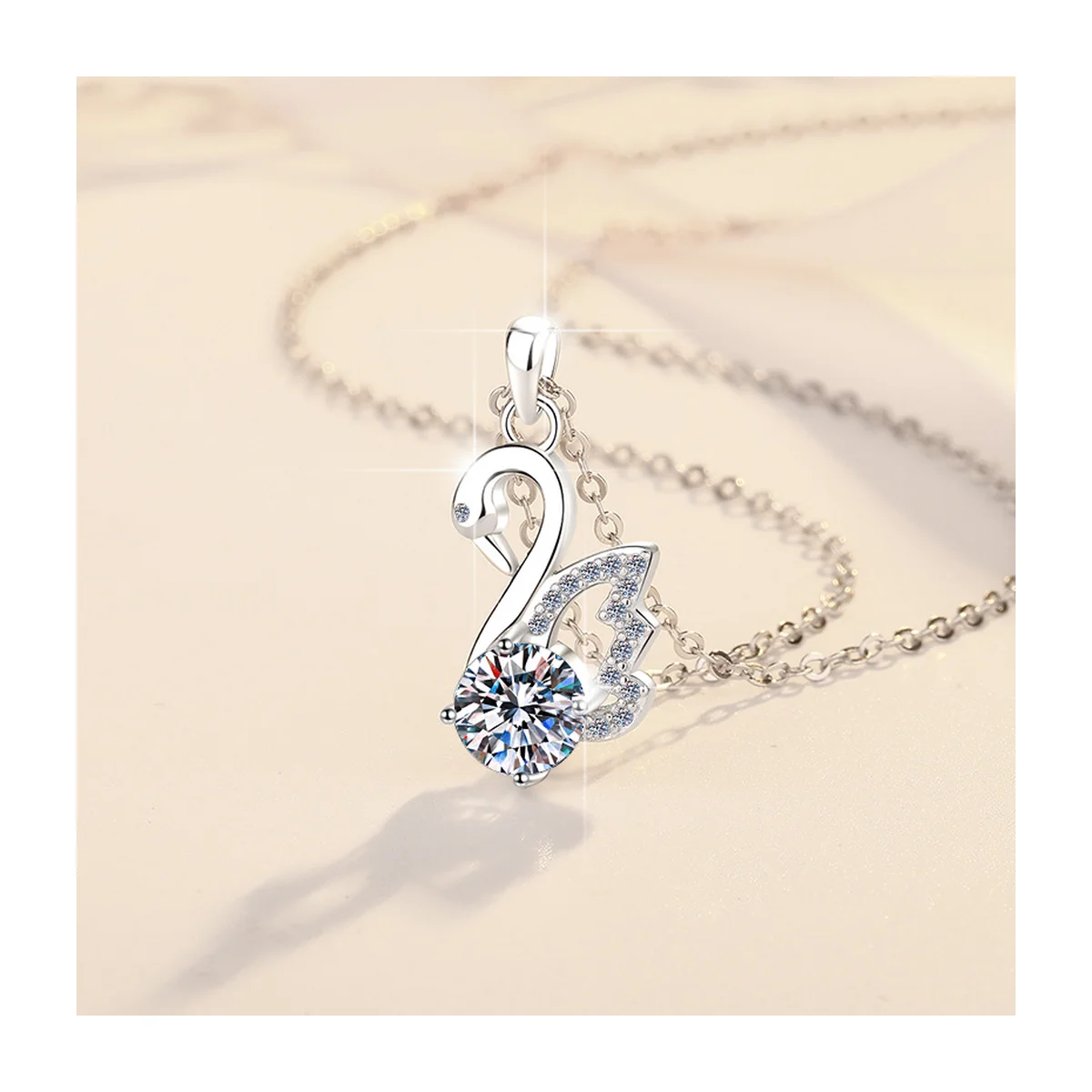 Cute Swan Pendant Silver Necklace