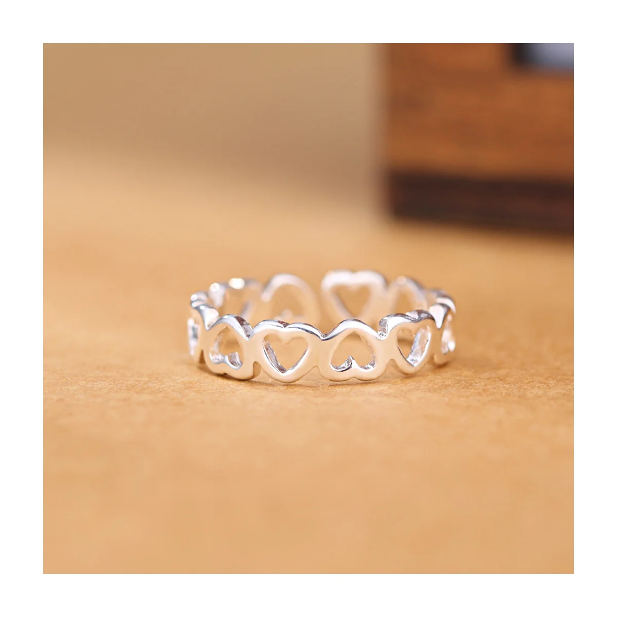 Women's Open Heart Cutout Band Ring