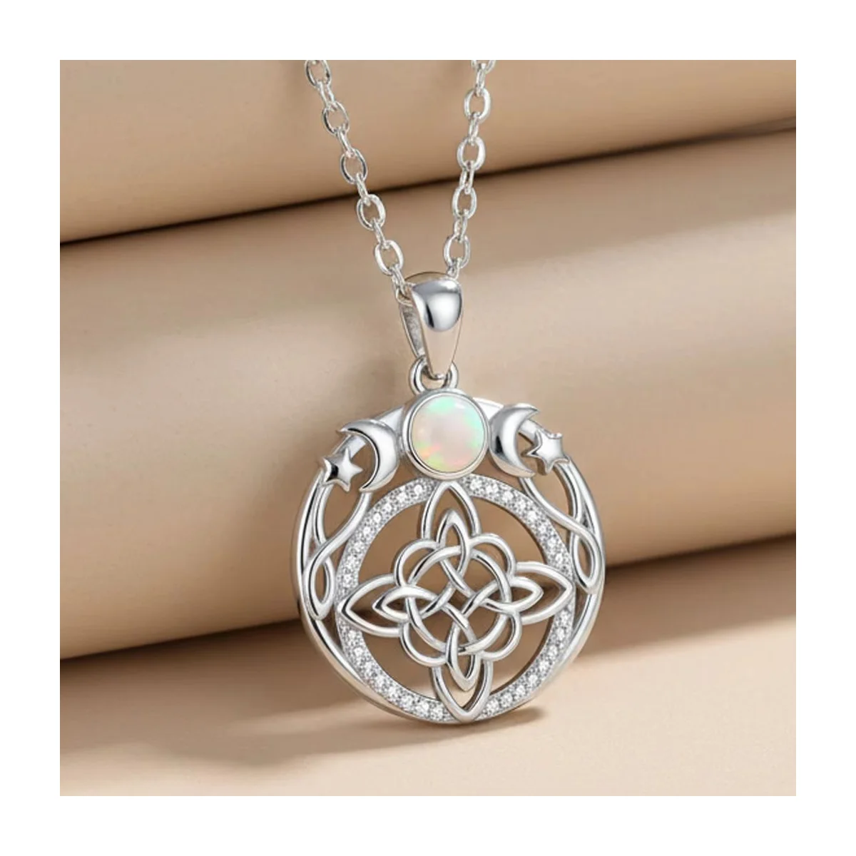 Triple Moon Goddess Witch Knot Protection Pendant Necklace