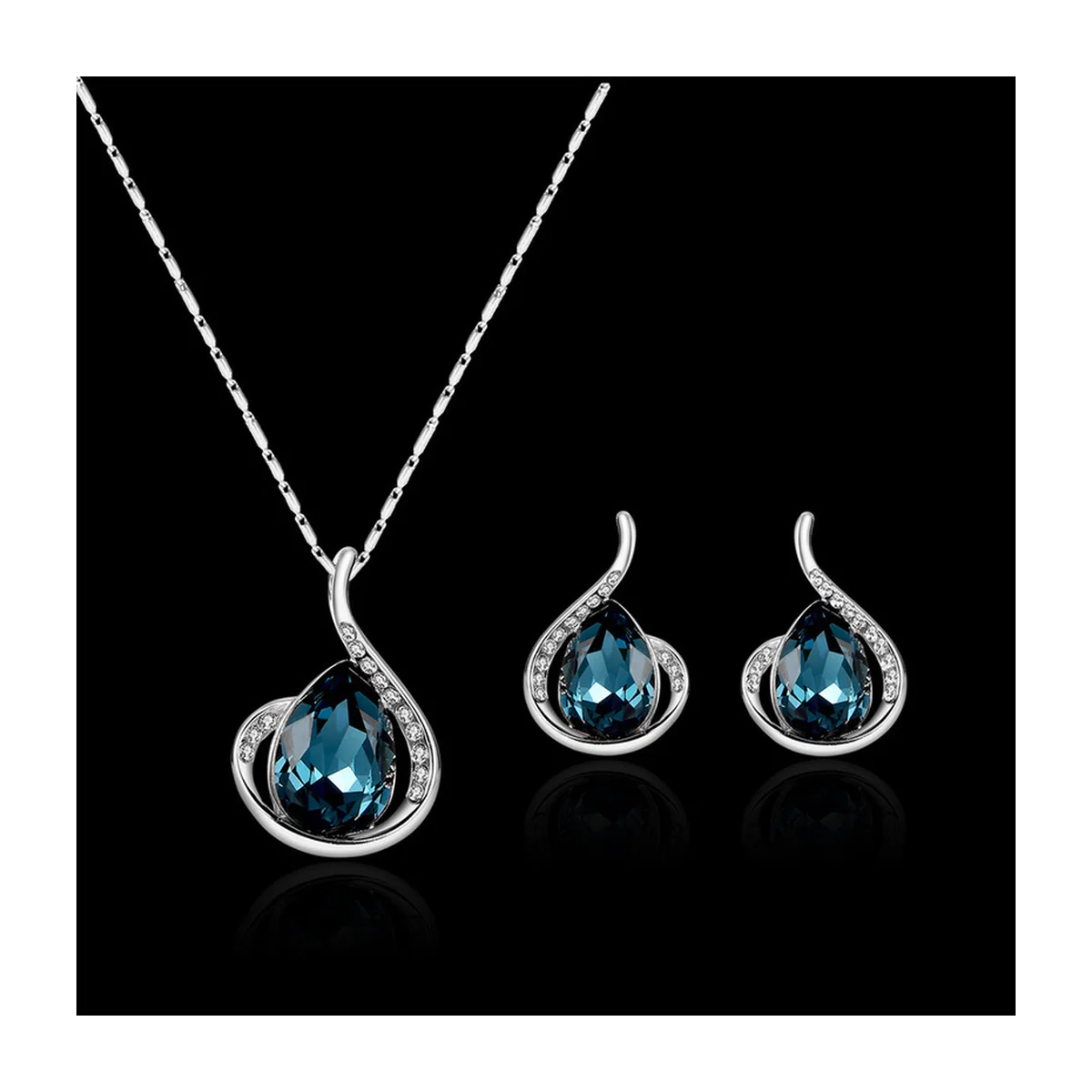 Waterdrop Crystal Teardrop Pendant Necklace & Earrings Set