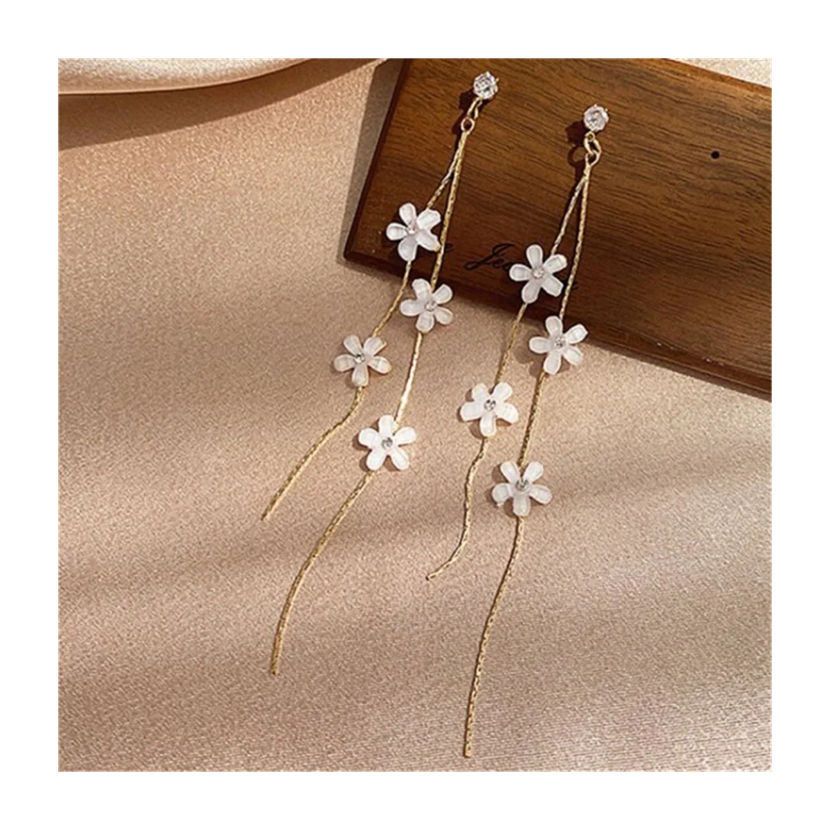 Daisy Flower Long Tassel Drop Earrings